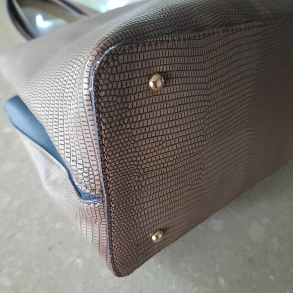 Guess Lyndi Shoulder Handbag Croc Embossed Animal Print Brown Black Med. Size - Picture 15 of 17